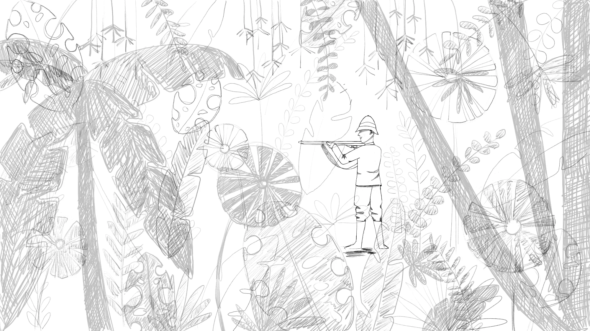 Image de jungle dessinée à la main