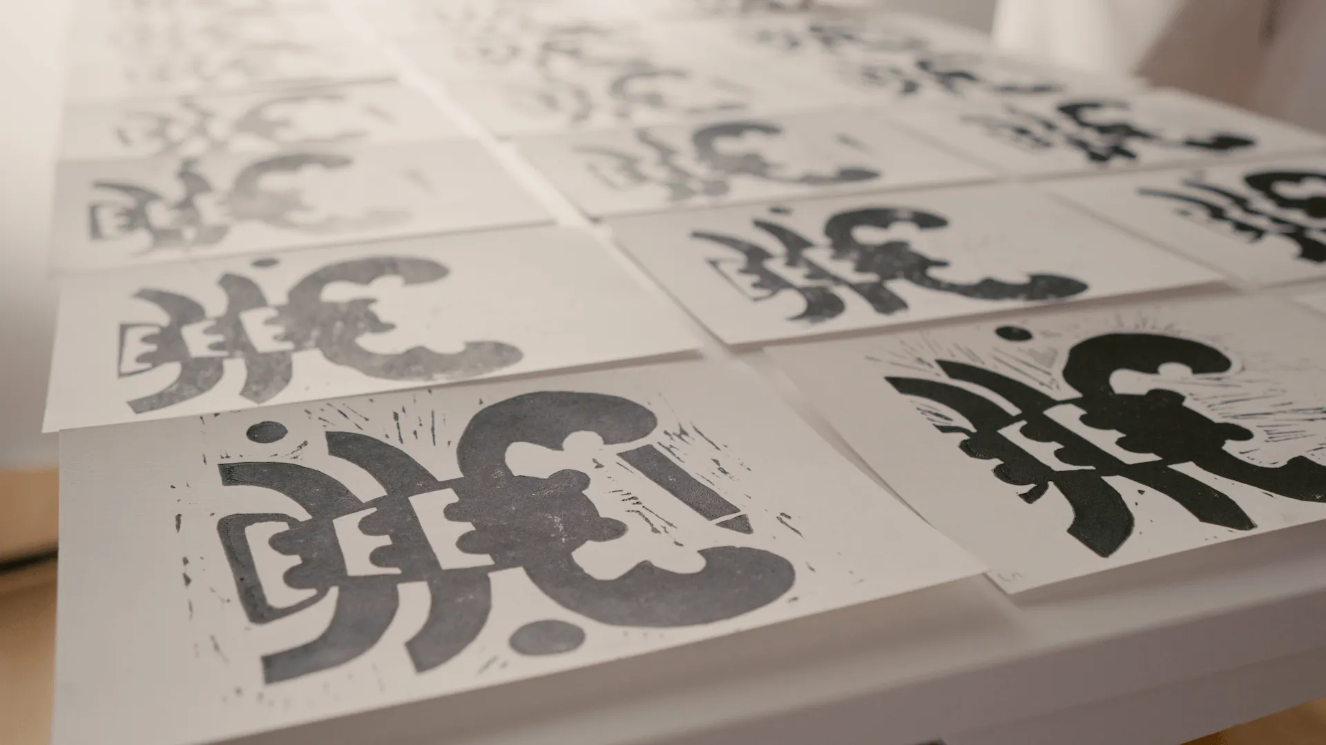 Tirages de linogravure terminés